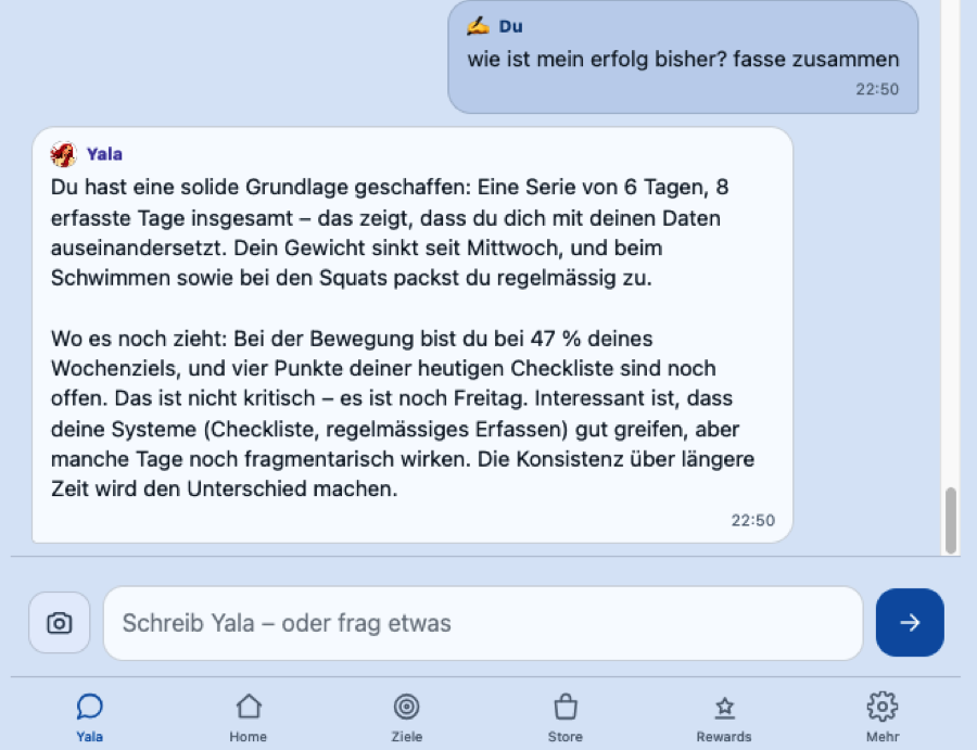Yala fragt nach und fasst zusammen